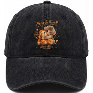 Cute Baby Monkey Punch Washed Cotton Baseball Cap Adorable Emotional Graphic Little Punch TS10 Washed Cap Universal Fit Black Print Your Wear