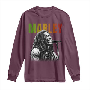 Vintage Marley Long Sleeve Shirt Rastaman Jamaica Jamaican Rasta Reggage Music TS10 Maroon Print Your Wear