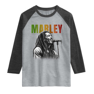 Vintage Marley Raglan Shirt Rastaman Jamaica Jamaican Rasta Reggage Music TS10 Heather Gray Heather Charcoal Print Your Wear