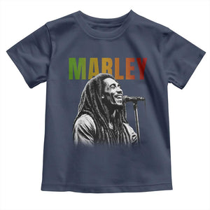 Vintage Marley Toddler T Shirt - Rastaman Jamaica - Jamaican Rasta Reggage Music TS10 Navy Print Your Wear