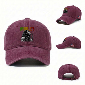 Vintage Marley Washed Cotton Baseball Cap Rastaman Jamaica Jamaican Rasta Reggage Music TS10 Washed Cap Universal Fit Burgundy Print Your Wear