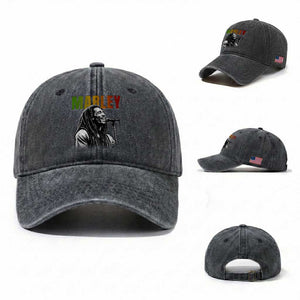 Vintage Marley Washed Cotton Baseball Cap Rastaman Jamaica Jamaican Rasta Reggage Music TS10 Washed Cap Universal Fit Dark Gray Print Your Wear