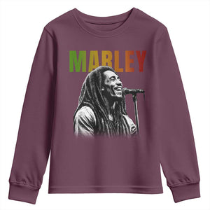 Vintage Marley Youth Sweatshirt Rastaman Jamaica Jamaican Rasta Reggage Music TS10 Maroon Print Your Wear