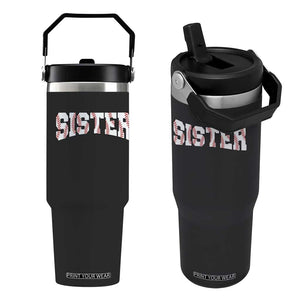 Baseball Sister Flip Straw Tumbler Retro Varsity Baseball Season Family TS10 One Size: 30 oz Black Print Your Wear