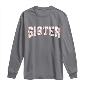 Baseball Sister Long Sleeve Shirt Retro Varsity Baseball Season Family TS10 Charcoal Print Your Wear