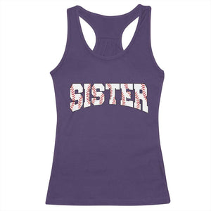 Baseball Sister Racerback Tank Top Retro Varsity Baseball Season Family TS10 Purple Print Your Wear