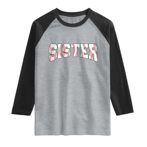 Baseball Sister Raglan Shirt Retro Varsity Baseball Season Family TS10 Heather Gray Black Print Your Wear