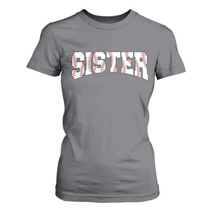 Baseball Sister T Shirt For Women Retro Varsity Baseball Season Family TS10 Charcoal Print Your Wear