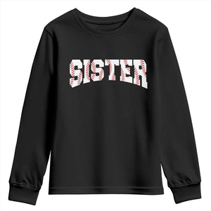 Baseball Sister Youth Sweatshirt Retro Varsity Baseball Season Family TS10 Black Print Your Wear