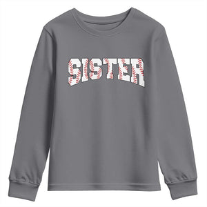 Baseball Sister Youth Sweatshirt Retro Varsity Baseball Season Family TS10 Charcoal Print Your Wear