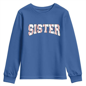 Baseball Sister Youth Sweatshirt Retro Varsity Baseball Season Family TS10 Royal Blue Print Your Wear
