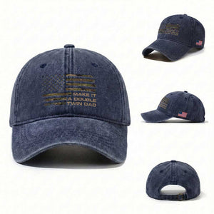 Twin Dad Washed Cotton Baseball Cap Make It A Double Funny Fathers Day Camo American Flag TS10 Washed Cap Universal Fit Navy Print Your Wear
