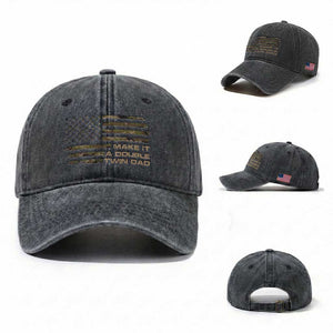 Twin Dad Washed Cotton Baseball Cap Make It A Double Funny Fathers Day Camo American Flag TS10 Washed Cap Universal Fit Dark Gray Print Your Wear