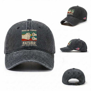 Retro Twin Dad Washed Cotton Baseball Cap Like A Normal But Just Twice As Cool TS10 Washed Cap Universal Fit Dark Gray Print Your Wear