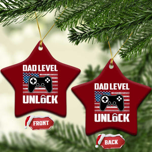 Funny New Dad Ceramic Ornament First Fathers Day Dad Level Unlocked Gaming Gamer TS10 Print Your Wear