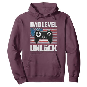 Funny New Dad Hoodie First Fathers Day Dad Level Unlocked Gaming Gamer TS10 Maroon Print Your Wear