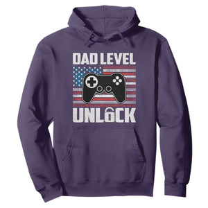 Funny New Dad Hoodie First Fathers Day Dad Level Unlocked Gaming Gamer TS10 Purple Print Your Wear