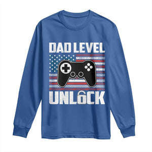 Funny New Dad Long Sleeve Shirt First Fathers Day Dad Level Unlocked Gaming Gamer TS10 Royal Blue Print Your Wear
