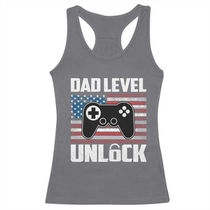 Funny New Dad Racerback Tank Top First Fathers Day Dad Level Unlocked Gaming Gamer TS10 Charcoal Print Your Wear