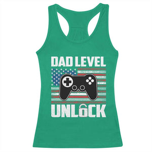 Funny New Dad Racerback Tank Top First Fathers Day Dad Level Unlocked Gaming Gamer TS10 Irish Green Print Your Wear