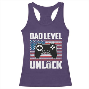 Funny New Dad Racerback Tank Top First Fathers Day Dad Level Unlocked Gaming Gamer TS10 Purple Print Your Wear