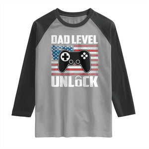 Funny New Dad Raglan Shirt First Fathers Day Dad Level Unlocked Gaming Gamer TS10 Sport Gray Black Print Your Wear