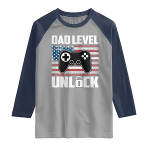 Funny New Dad Raglan Shirt First Fathers Day Dad Level Unlocked Gaming Gamer TS10 Sport Gray Navy Print Your Wear