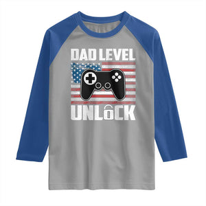 Funny New Dad Raglan Shirt First Fathers Day Dad Level Unlocked Gaming Gamer TS10 Sport Gray Royal Print Your Wear