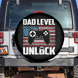 Funny New Dad Spare Tire Cover First Fathers Day Dad Level Unlocked Gaming Gamer TS10 No hole Black Print Your Wear