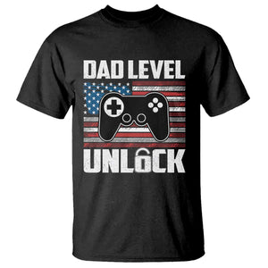 Funny New Dad T Shirt First Fathers Day Dad Level Unlocked Gaming Gamer TS10 Black Print Your Wear