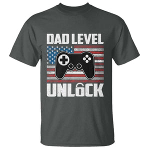 Funny New Dad T Shirt First Fathers Day Dad Level Unlocked Gaming Gamer TS10 Dark Heather Print Your Wear