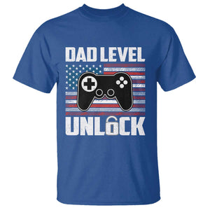 Funny New Dad T Shirt First Fathers Day Dad Level Unlocked Gaming Gamer TS10 Royal Blue Print Your Wear