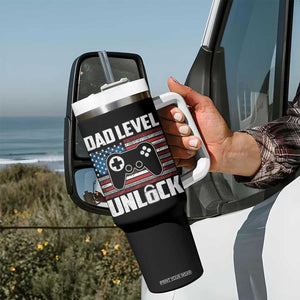 Funny New Dad Tumbler With Handle First Fathers Day Dad Level Unlocked Gaming Gamer TS10 Print Your Wear