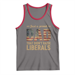 Just A Proud Dad That Didn't Raise Liberals Tank Top Retro American Flag TS10 Deep Heather Red Print Your Wear
