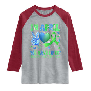 Donate Life Month Raglan Shirt In April We Save Lives Organ Donation TS10 Heather Gray Heather Red Print Your Wear