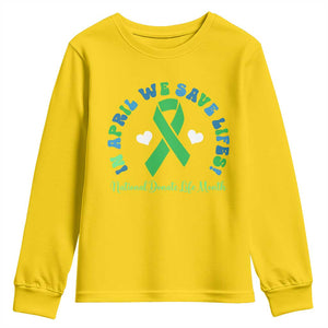 National Donate Life Month Youth Sweatshirt Green Ribbon Organ Donation In April We Save Lives TS10 Daisy Print Your Wear