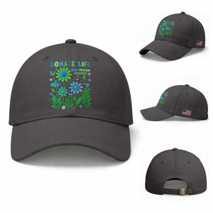 Organ Donation Awareness Baseball Cap Green Ribbon Donate Life Floral TS10 Baseball Cap Universal Fit Dark Gray Print Your Wear
