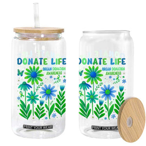 Organ Donation Awareness Glass Can Green Ribbon Donate Life Floral TS10 Print Your Wear