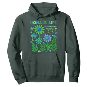 Organ Donation Awareness Hoodie Green Ribbon Donate Life Floral TS10 Dark Forest Green Print Your Wear