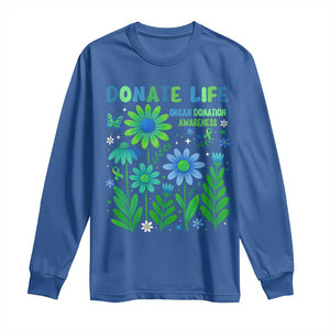 Organ Donation Awareness Long Sleeve Shirt Green Ribbon Donate Life Floral TS10 Royal Blue Print Your Wear