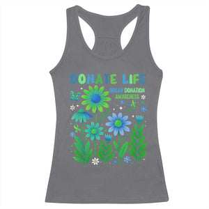 Organ Donation Awareness Racerback Tank Top Green Ribbon Donate Life Floral TS10 Charcoal Print Your Wear