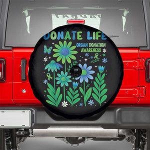 Organ Donation Awareness Spare Tire Cover Green Ribbon Donate Life Floral TS10 Black Print Your Wear