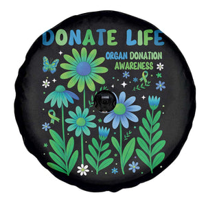 Organ Donation Awareness Spare Tire Cover Green Ribbon Donate Life Floral TS10 Print Your Wear