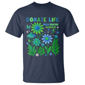 Organ Donation Awareness T Shirt Green Ribbon Donate Life Floral TS10 Navy Print Your Wear