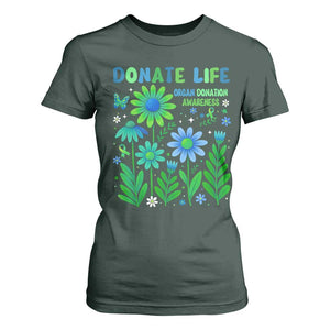 Organ Donation Awareness T Shirt For Women Green Ribbon Donate Life Floral TS10 Dark Forest Green Print Your Wear