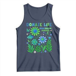Organ Donation Awareness Tank Top Green Ribbon Donate Life Floral TS10 Navy Print Your Wear