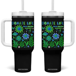 Organ Donation Awareness Tumbler With Handle Green Ribbon Donate Life Floral TS10 One Size: 40 oz Black Print Your Wear