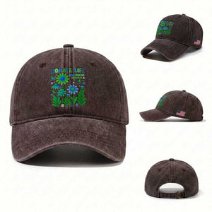 Organ Donation Awareness Washed Cotton Baseball Cap Green Ribbon Donate Life Floral TS10 Washed Cap Universal Fit Dark Brown Print Your Wear