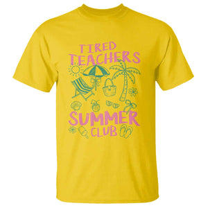 Tired Teachers Summer Club T Shirt Funny Retro Teacher Summer Vacation