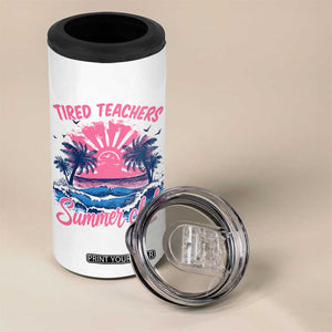 Tired Teachers Summer Club 4 in 1 Can Cooler Tumbler Retro Mama Summer Beach Vacation Gift